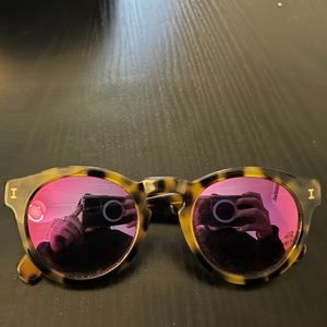 Illesteva Round Tinted Pink Sunglasses